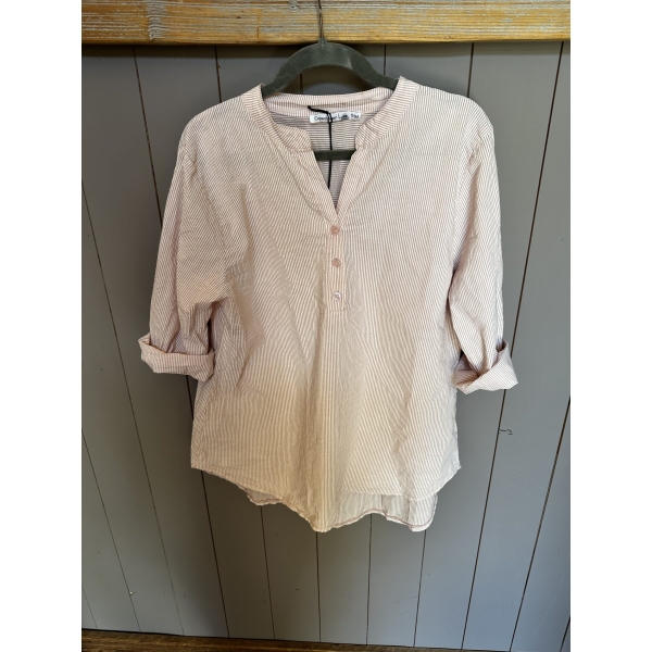 Bomulls bluse rosa og hvit - Bilde 3