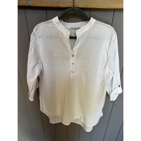 Bomulls bluse rosa og hvit - Bilde 4